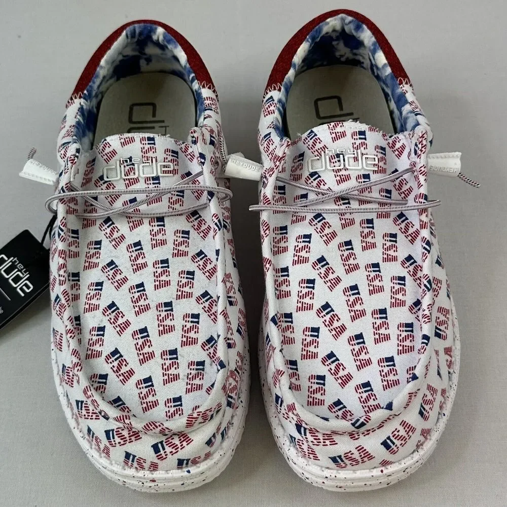 Hey Dude Mens Wally Dunk‎ USA Print Sz 11 July 4th Independence Day
